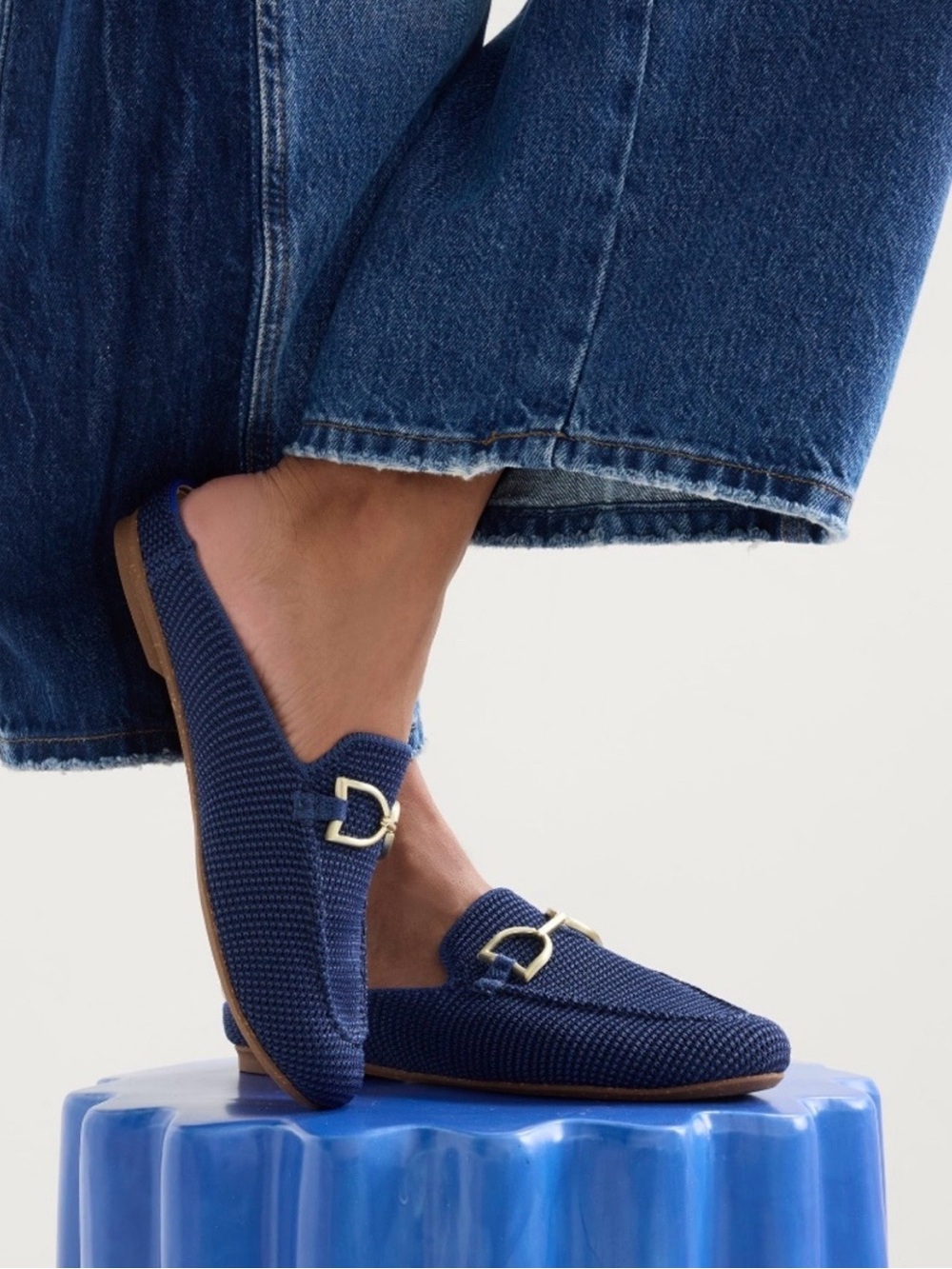 Rothy’s - The Double Bit Loafer Mule in Blue Raffia Knit in 6.5 - Picture 3 of 13